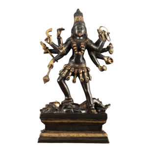Pure Brass Kali Mata Statue - 25" Tall, 10 Arms | Black Heat Treated Finish | Dashbhuja Kali | Divine Grace & Powerful Presence | Handcrafted Masterpiece